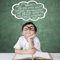 Primary school student learns multilanguage Royalty Free Stock Photo