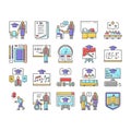 primary school teacher education icons set vector