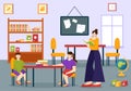 Primary School Vector Illustration of Students Children and School Building with The Concept of Learning and Knowledge Royalty Free Stock Photo