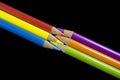 6 Primary and Secondary Coloured Pencils Royalty Free Stock Photo