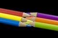 6 Primary and Secondary Coloured Pencils Royalty Free Stock Photo