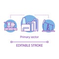 Primary sector concept icon. Product fabrication and construction idea thin line illustration. Raw materials production