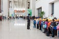 Primary students line up to visit museum