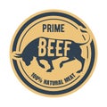 Prime beef stamp - label with bull, natural meat