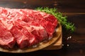 Prime beef, thinly sliced, displaying marbled textures of freshness