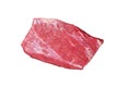 Prime choice flank steak, raw beef meat on marble board with herbs. Isolated on white background