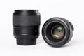 Camera lenses on white background Royalty Free Stock Photo
