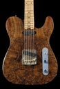 A Prime Example of Exotic Figured Walnut Wood on an Electric Guitar Royalty Free Stock Photo