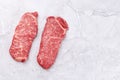 Prime marbled beef steaks. Raw sirloin steak