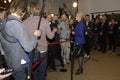 PRIME MINISTER TALKING TO PRESS MEDIA Royalty Free Stock Photo