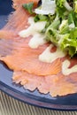 Prime Scottish smoked salmon with salad and dressing