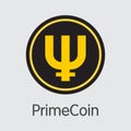 Primecoin - Cryptocurrency Colored Logo. Royalty Free Stock Photo