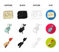 Primitive, fish, spear, torch .Stone age set collection icons in cartoon,black,outline,flat style vector symbol stock