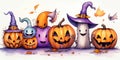 A primitive Halloween illustration captures the essence of spooky festivities with simple, raw strokes and playful charm