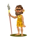Primitive man holding a spear. object on white background Royalty Free Stock Photo