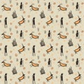 Primitive people first hunters seamless pattern, rock art wallpaper, graphic background