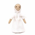 Primitive rag antique retro doll in a scarf and dress isolated on white Royalty Free Stock Photo