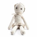 Primitive rag antique retro doll in a scarf and dress isolated on white Royalty Free Stock Photo