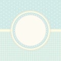 Primitive retro frame with lace and ribbon on polka dots and gingham background