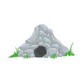 Primitive Stone Age Cave Troglodyte House Man Made Out Of Grey Rocks Living Place