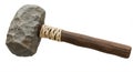 A primitive stone hammer featuring a roughly hewn, large stone head with an irregular Royalty Free Stock Photo