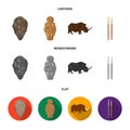 Primitive, woman, man, cattle .Stone age set collection icons in cartoon,flat,monochrome style vector symbol stock Royalty Free Stock Photo