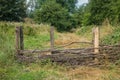 Primitive wooden fence in the woods