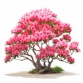 Primitivist Realism: Lifelike 3d Pink Tree With Flowers