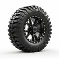 Primitivist Style Black Tire And Rims With Tire Holder - High Definition 8k Resolution