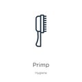 Primp icon. Thin linear primp outline icon isolated on white background from hygiene collection. Line vector primp sign, symbol