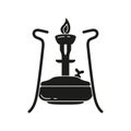 Primus silhouette icon. Black simple illustration of old oil or gas stove. Vintage metal device for camping