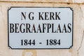 Name board at historic Dutch Reformed Church cemetery, Prince Albert