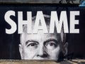 Prince Andrew `shame: billboard poster. London UK.