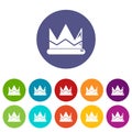 Prince crown icons set vector color