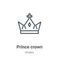 Prince crown outline vector icon. Thin line black prince crown icon, flat vector simple element illustration from editable shapes