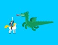 Prince and Dragon. Fairy Battle. Vector illustration