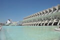 Prince Felipe Museum of Science with pool, City of Arts and Sciences,Valencia, Spain, in a beautiful summer day Royalty Free Stock Photo