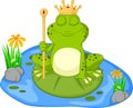 Prince frog cartoon sitting on a leaf