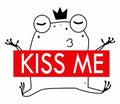 Prince frog kiss me cute design for kid t shirt print