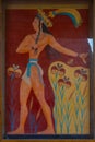 Prince of the Lilies fresco at ruins of Knossos palace in Crete,