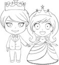 Prince and Princess Coloring Page 1 Royalty Free Stock Photo