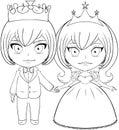 Prince and Princess Coloring Page 2 Royalty Free Stock Photo