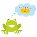 Prince or princess frog dreaming about crown vector on white background