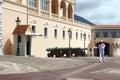 Marching Guard and Prince`s Palace of Monaco Royalty Free Stock Photo