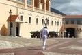 Walking Guard near Prince`s Palace of Monaco Royalty Free Stock Photo