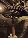 Prince Taz Palace - aged water mill turning inside building, Traditional Culture and Historic Architecture of old Medieval Cairo