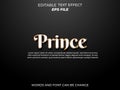prince text effect, font editable, typography, 3d text. vector template Royalty Free Stock Photo