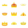 Princely icons set, cartoon style