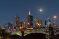 Princes bridge and Melbourne at night Royalty Free Stock Photo