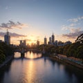 Princes Bridge and Yarra River in Melbourne with sunset, Melbourne, Victoria, Australia, made with Generative AI Royalty Free Stock Photo